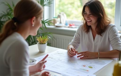 Nutritionist explaining a meal plan to a client
